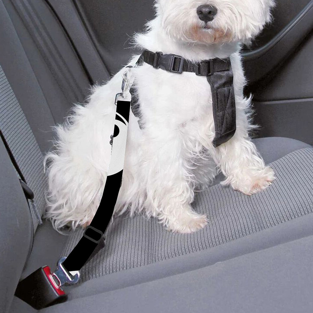 Black And White Yin Yang Pattern Print Dog Seat Belt