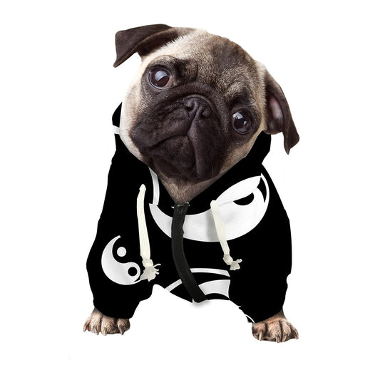 Black And White Yin Yang Pattern Print Dog Zip Up Hoodie