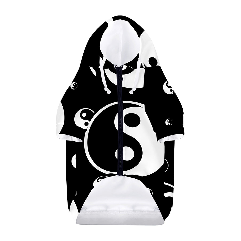 Black And White Yin Yang Pattern Print Dog Zip Up Hoodie