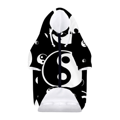 Black And White Yin Yang Pattern Print Dog Zip Up Hoodie