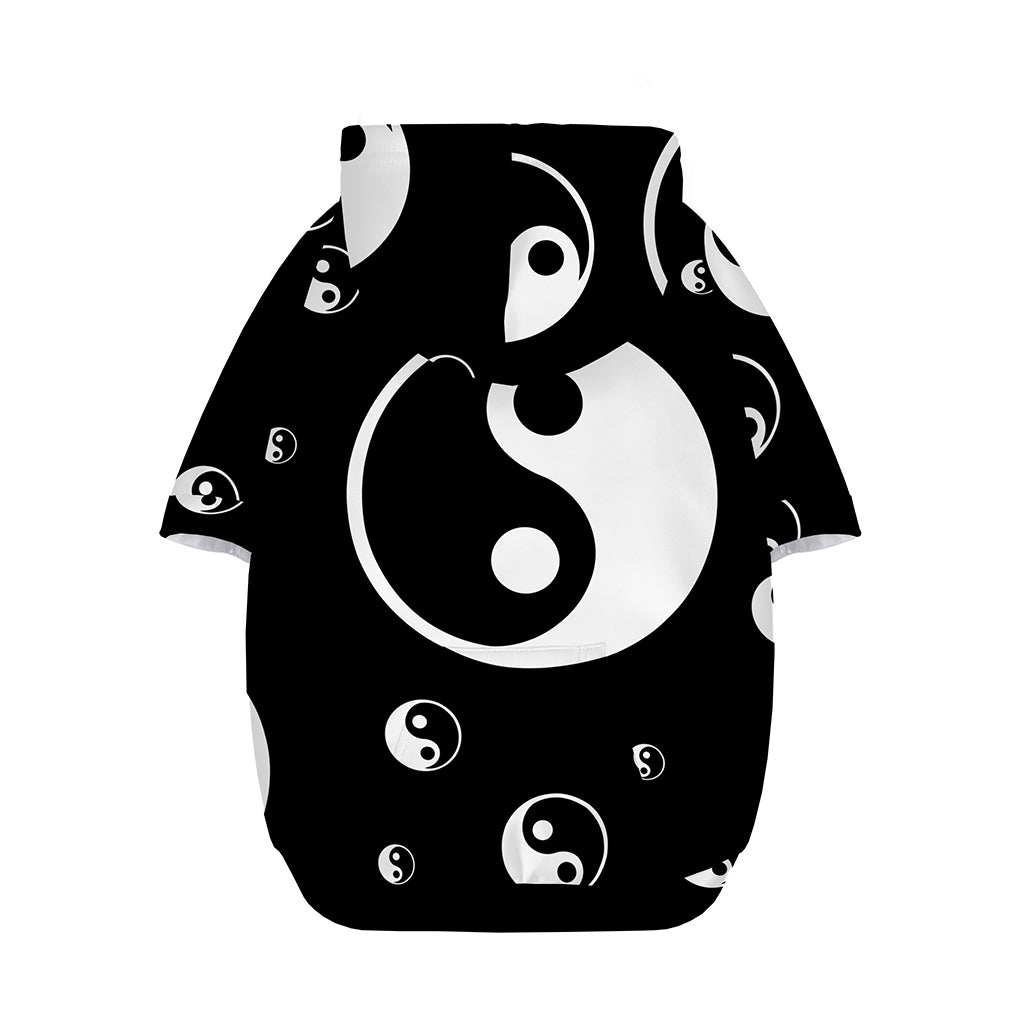 Black And White Yin Yang Pattern Print Dog Zip Up Hoodie