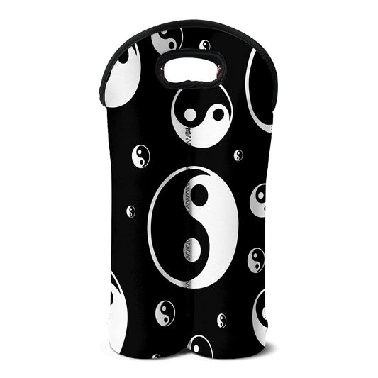 Black And White Yin Yang Pattern Print Double Neoprene Wine Tote