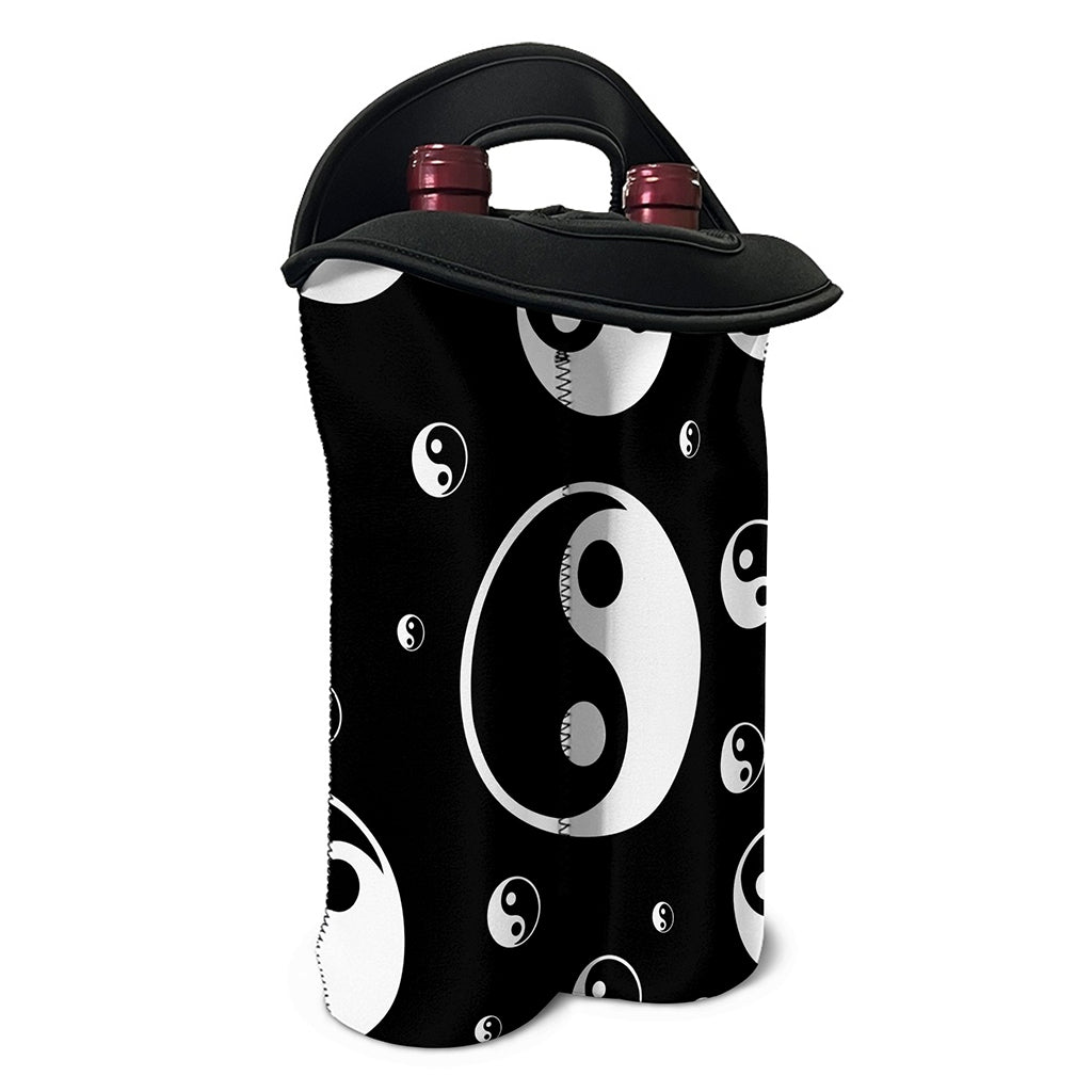 Black And White Yin Yang Pattern Print Double Neoprene Wine Tote