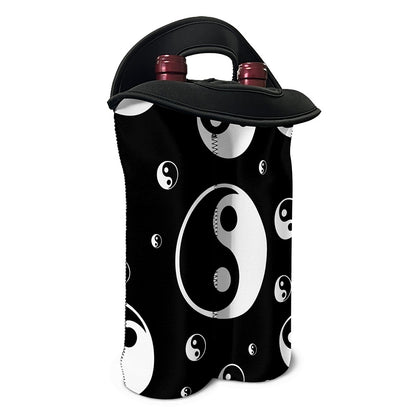 Black And White Yin Yang Pattern Print Double Neoprene Wine Tote