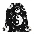 Black And White Yin Yang Pattern Print Drawstring Bag