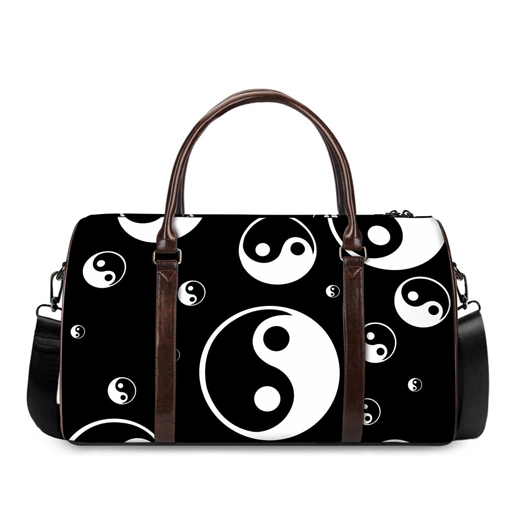 Black And White Yin Yang Pattern Print Duffle Bag
