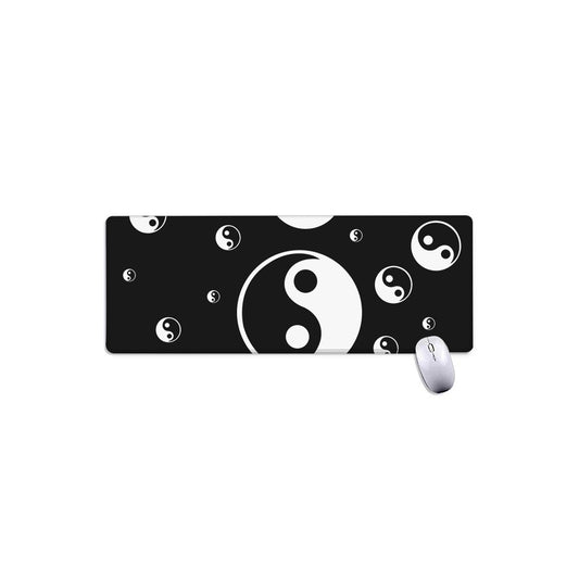 Black And White Yin Yang Pattern Print Extended Mouse Pad