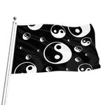 Black And White Yin Yang Pattern Print Flag