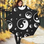 Black And White Yin Yang Pattern Print Foldable Umbrella