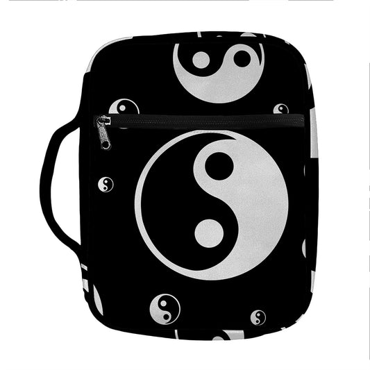 Black And White Yin Yang Pattern Print Front Pocket Bible Bag