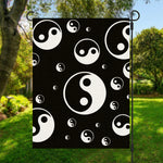 Black And White Yin Yang Pattern Print Garden Flag