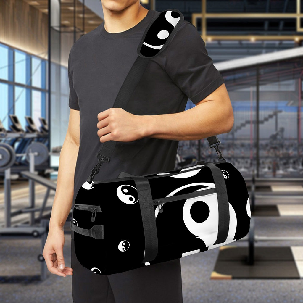 Black And White Yin Yang Pattern Print Gym Bag