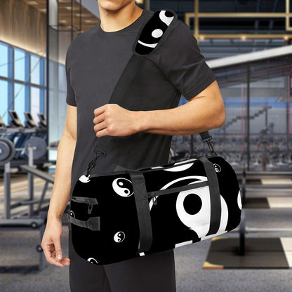 Black And White Yin Yang Pattern Print Gym Bag