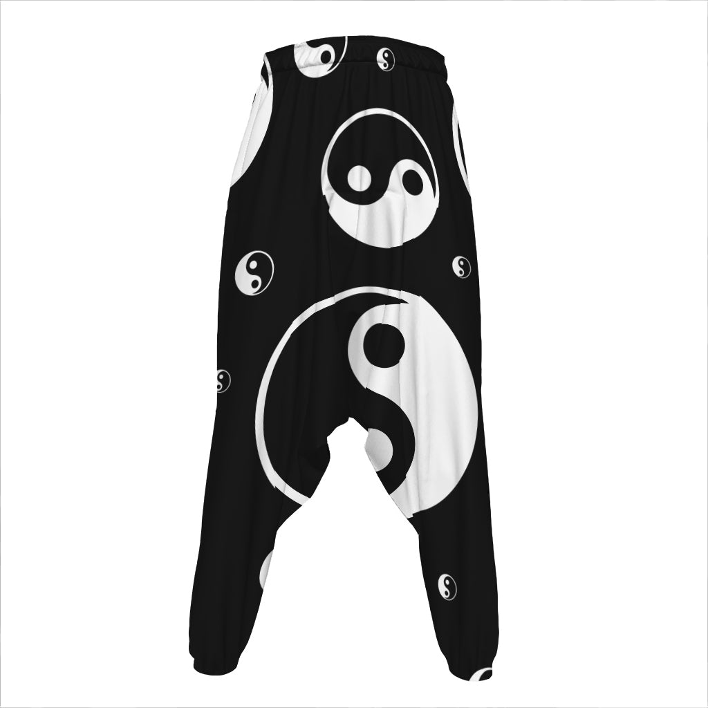Black And White Yin Yang Pattern Print Hammer Pants