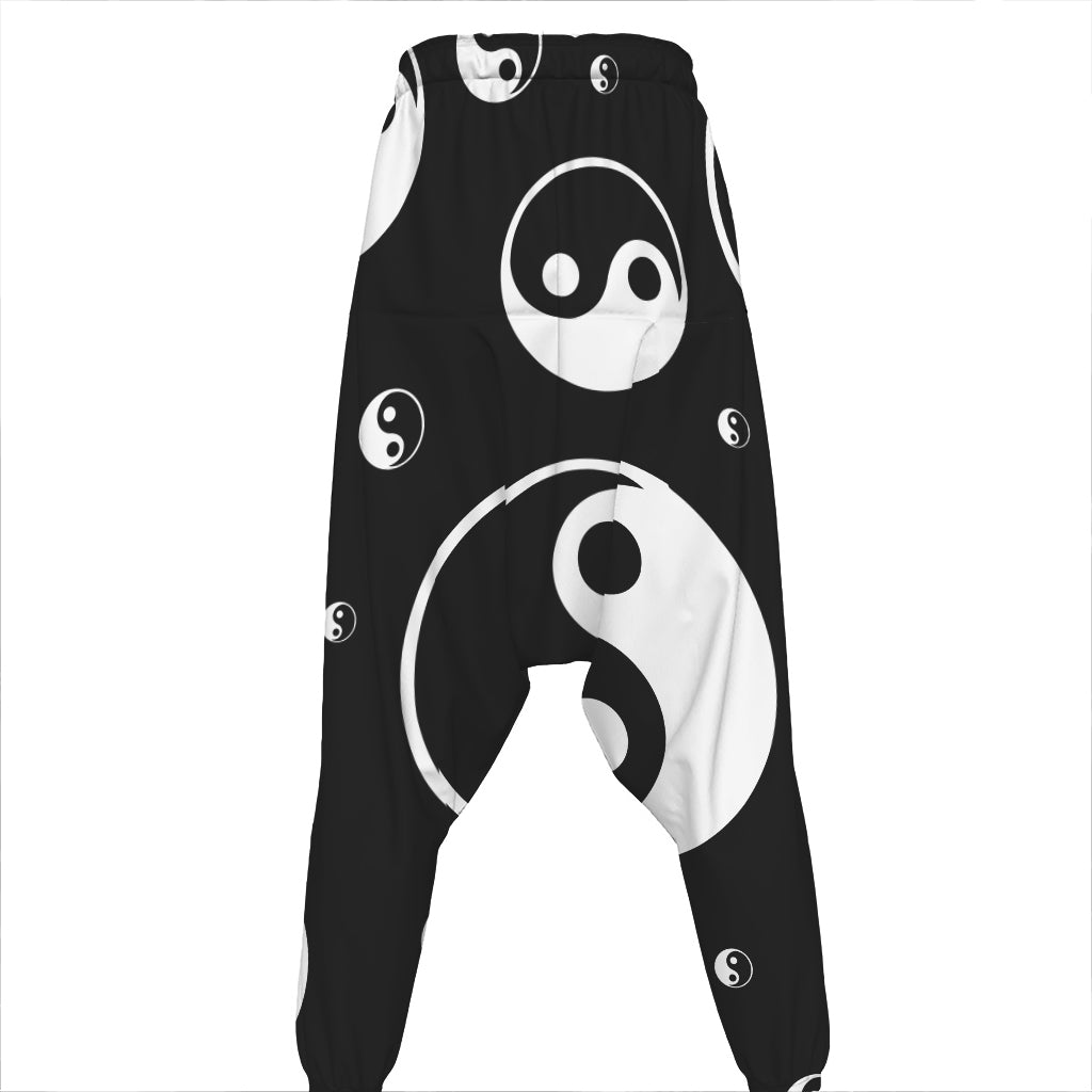 Black And White Yin Yang Pattern Print Hammer Pants