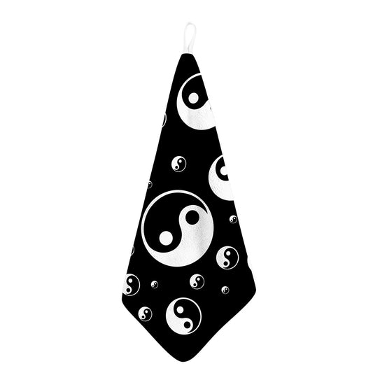Black And White Yin Yang Pattern Print Hand Towel