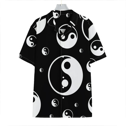 Black And White Yin Yang Pattern Print Hawaiian Shirt