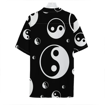 Black And White Yin Yang Pattern Print Hawaiian Shirt