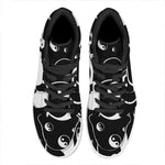 Black And White Yin Yang Pattern Print High Top Leather Sneakers