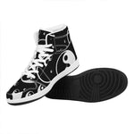 Black And White Yin Yang Pattern Print High Top Leather Sneakers