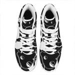 Black And White Yin Yang Pattern Print High Top Leather Sneakers