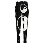 Black And White Yin Yang Pattern Print High-Waisted Pocket Leggings