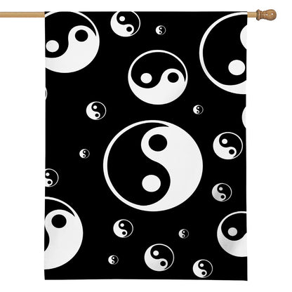 Black And White Yin Yang Pattern Print House Flag