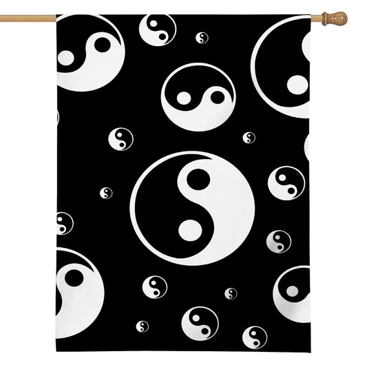 Black And White Yin Yang Pattern Print House Flag