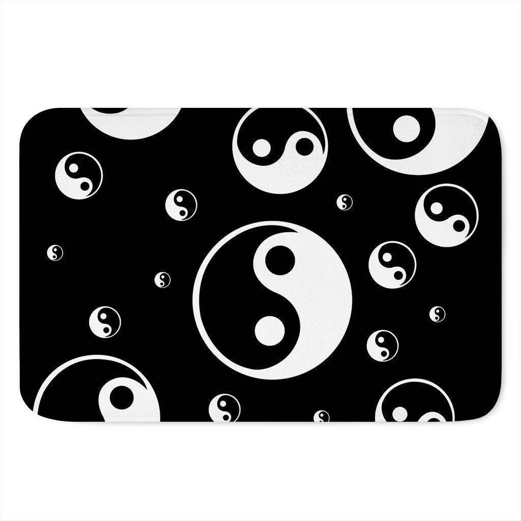 Black And White Yin Yang Pattern Print Indoor Door Mat