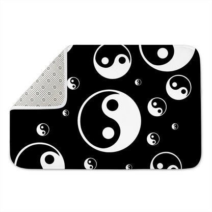 Black And White Yin Yang Pattern Print Indoor Door Mat
