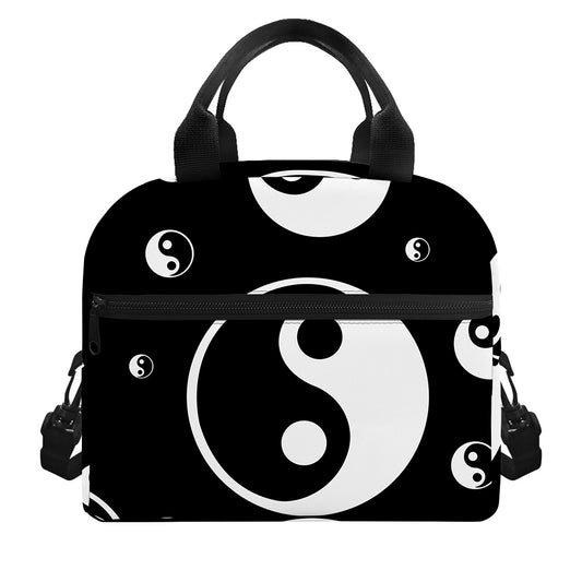 Black And White Yin Yang Pattern Print Insulated Lunch Bag