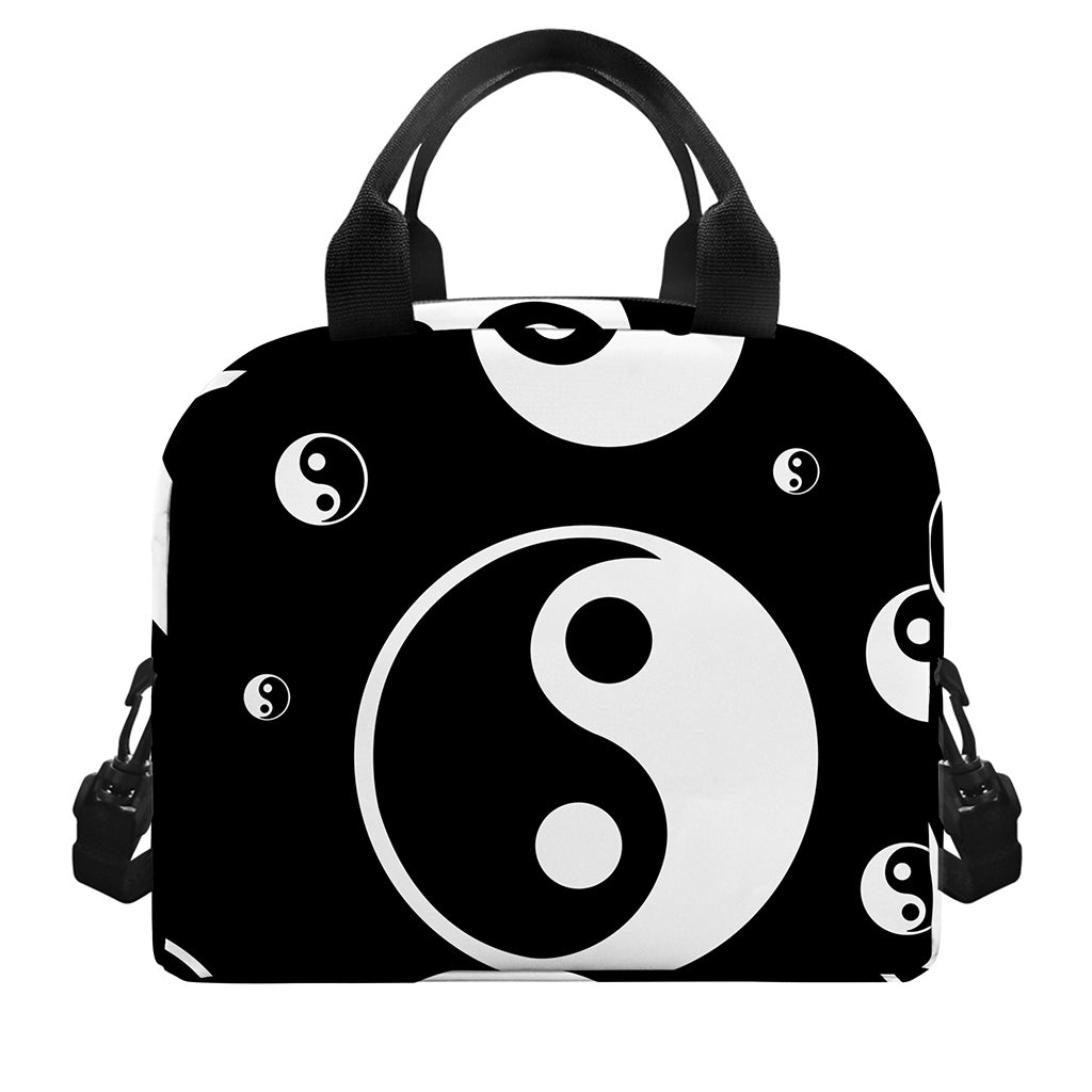 Black And White Yin Yang Pattern Print Insulated Lunch Bag