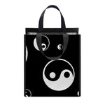 Black And White Yin Yang Pattern Print Insulated Lunch Tote