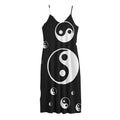 Black And White Yin Yang Pattern Print Jersey Midi Cami Dress