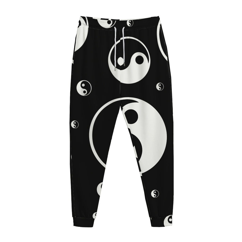 Black And White Yin Yang Pattern Print Jogger Pants