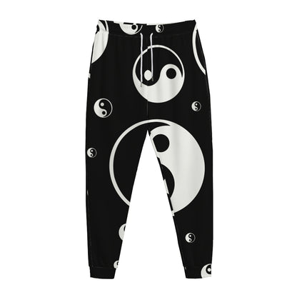 Black And White Yin Yang Pattern Print Jogger Pants