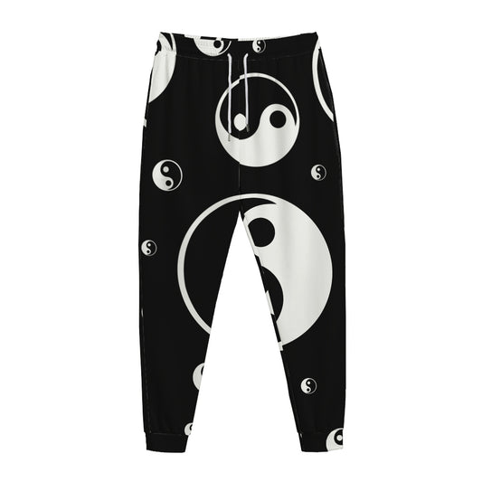 Black And White Yin Yang Pattern Print Jogger Pants