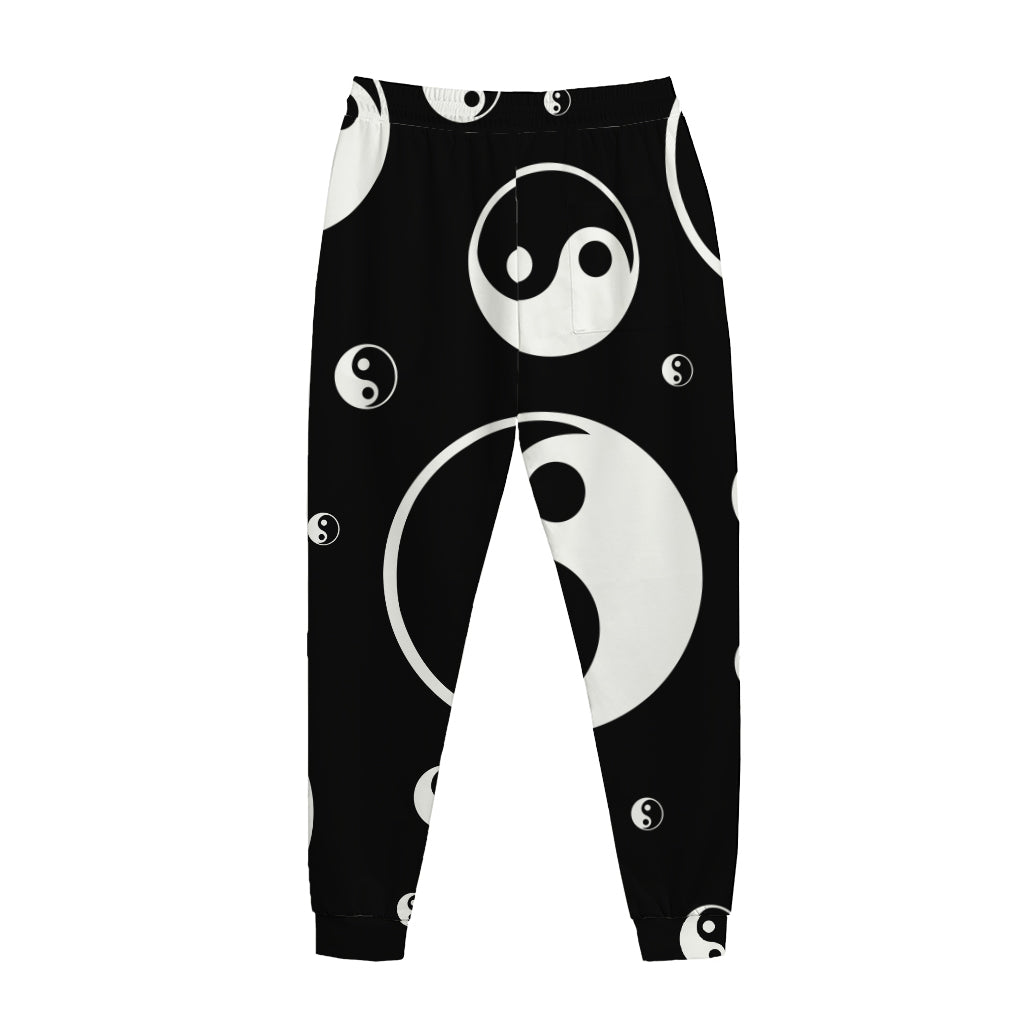 Black And White Yin Yang Pattern Print Jogger Pants