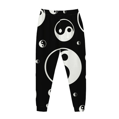 Black And White Yin Yang Pattern Print Jogger Pants