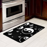 Black And White Yin Yang Pattern Print Kitchen Mat