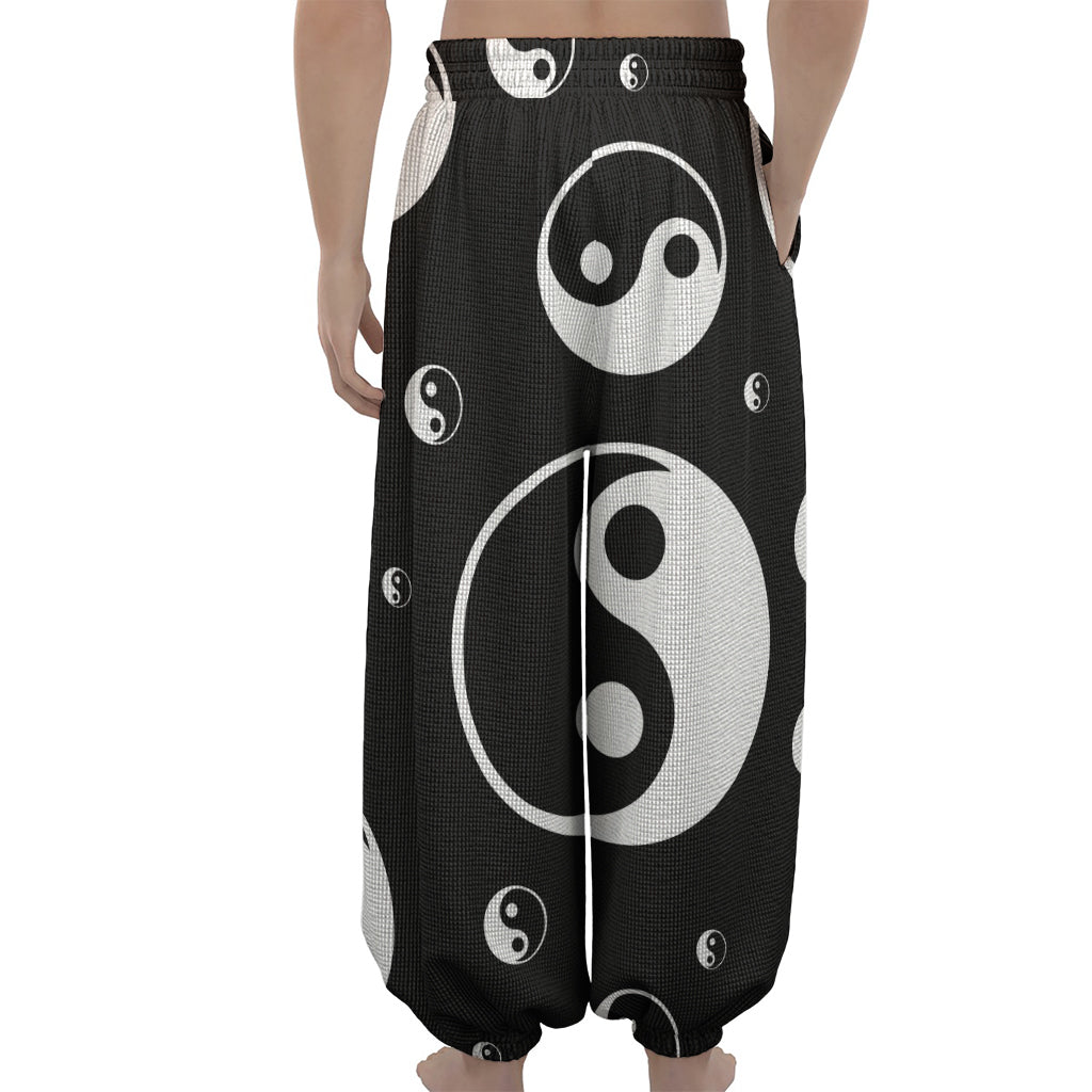 Black And White Yin Yang Pattern Print Lantern Pants