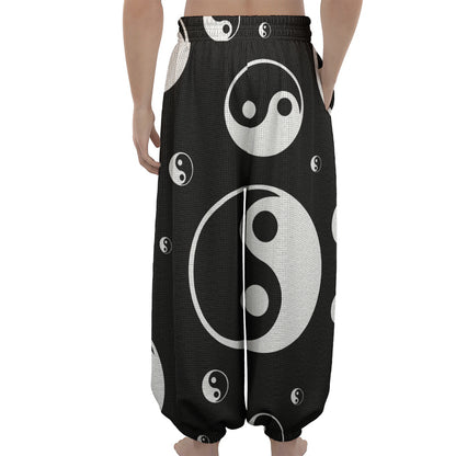Black And White Yin Yang Pattern Print Lantern Pants