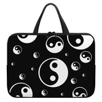 Black And White Yin Yang Pattern Print Laptop Sleeve With Handle