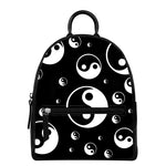 Black And White Yin Yang Pattern Print Leather Backpack