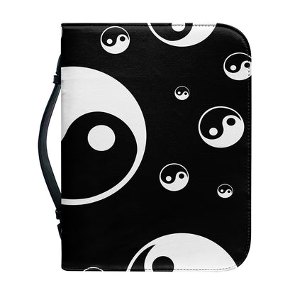 Black And White Yin Yang Pattern Print Leather Bible Cover