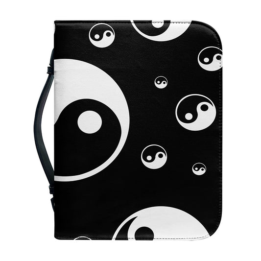 Black And White Yin Yang Pattern Print Leather Bible Cover