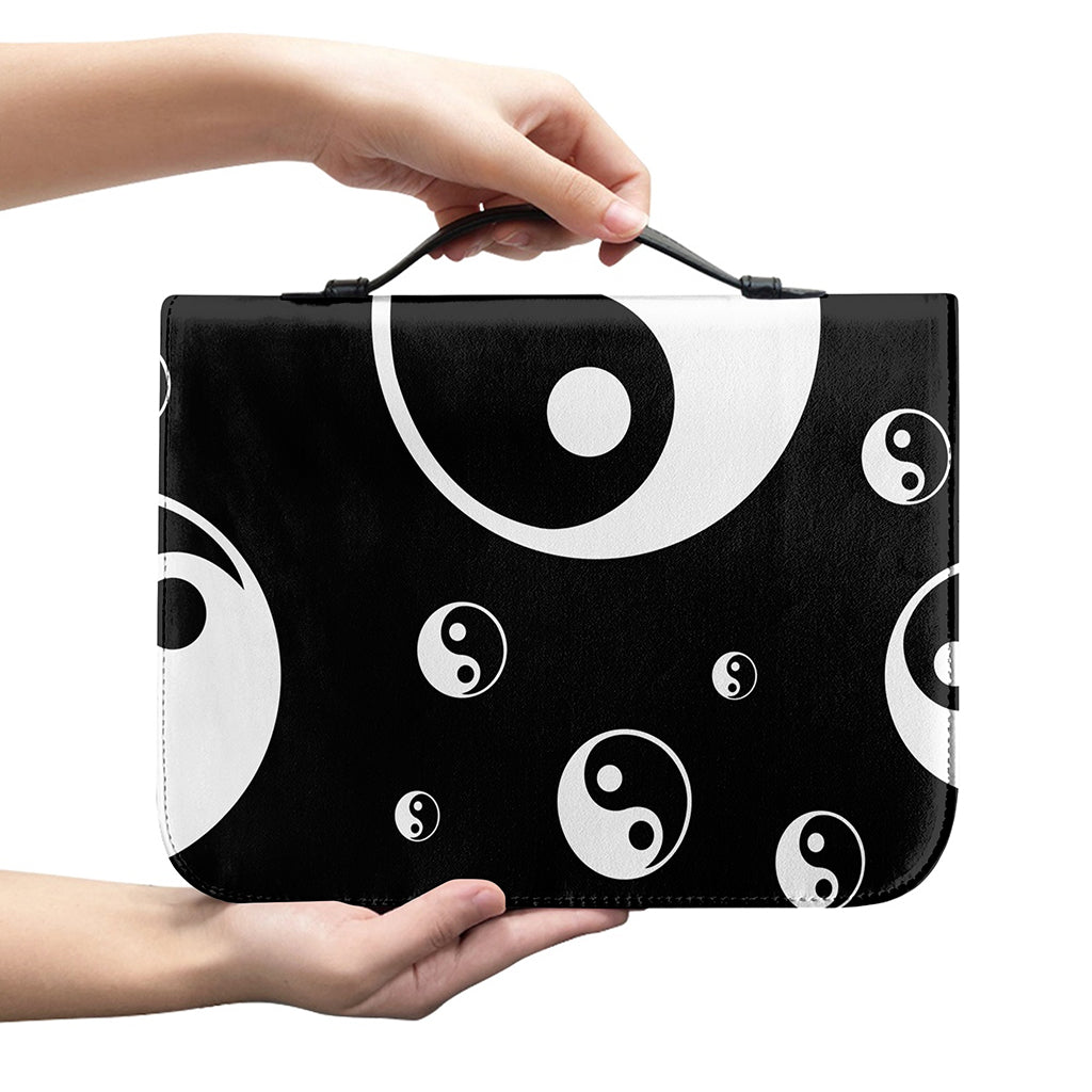 Black And White Yin Yang Pattern Print Leather Bible Cover