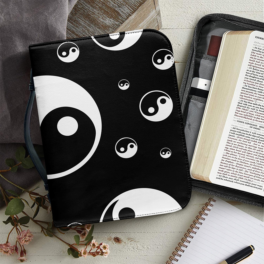 Black And White Yin Yang Pattern Print Leather Bible Cover