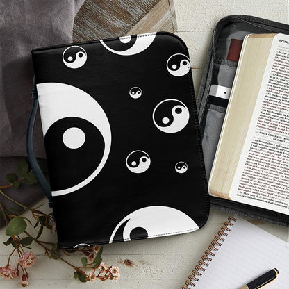 Black And White Yin Yang Pattern Print Leather Bible Cover