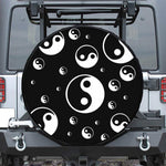 Black And White Yin Yang Pattern Print Leather Spare Tire Cover